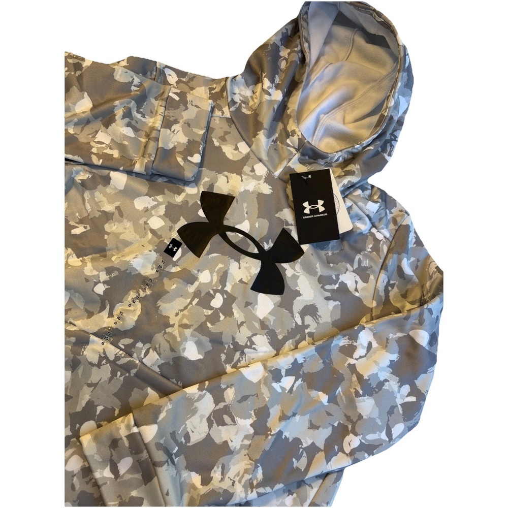 UNDER ARMOUR Rock Shades Fleece Boys Grey/White Camo Hoodie Athletic Boy's XL